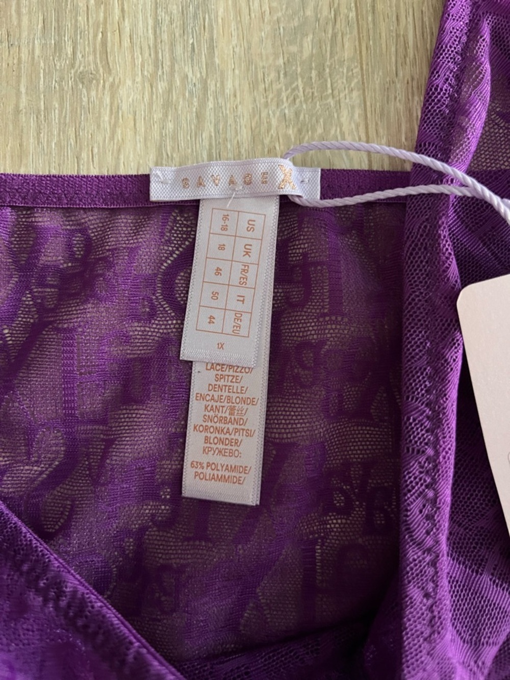 NWT Savage X Fenty Women’s Signature Script Slip Deep Purple - Size 1X - Picture 4 of 7